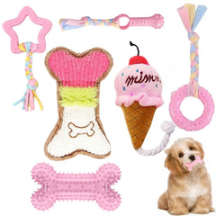 Pack of 6 Puppy Teething Toys Small Dog Chew Toys with Rope Cute Soft Rubber Puppy Toy Set