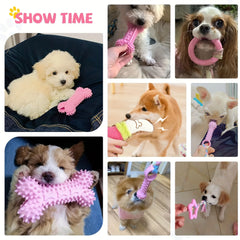 Pack of 6 Puppy Teething Toys Small Dog Chew Toys with Rope Cute Soft Rubber Puppy Toy Set
