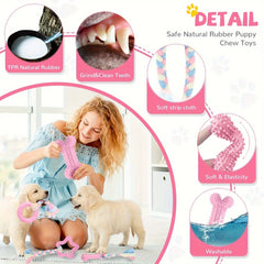 Pack of 6 Puppy Teething Toys Small Dog Chew Toys with Rope Cute Soft Rubber Puppy Toy Set