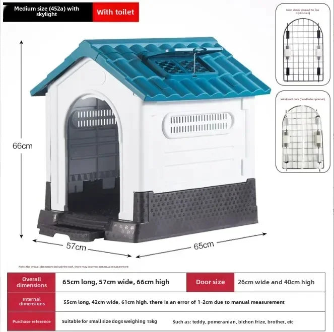 Plastic Kennel Four-season Universal Sunscreen Dog Shed Large, Medium and Small Dogs Outdoor Rainproof Pet Nest with Toilet Dog