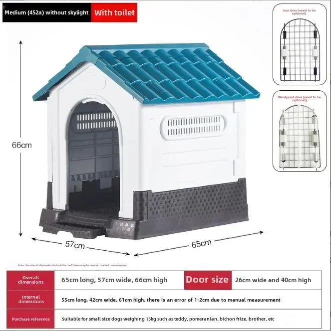 Plastic Kennel Four-season Universal Sunscreen Dog Shed Large, Medium and Small Dogs Outdoor Rainproof Pet Nest with Toilet Dog