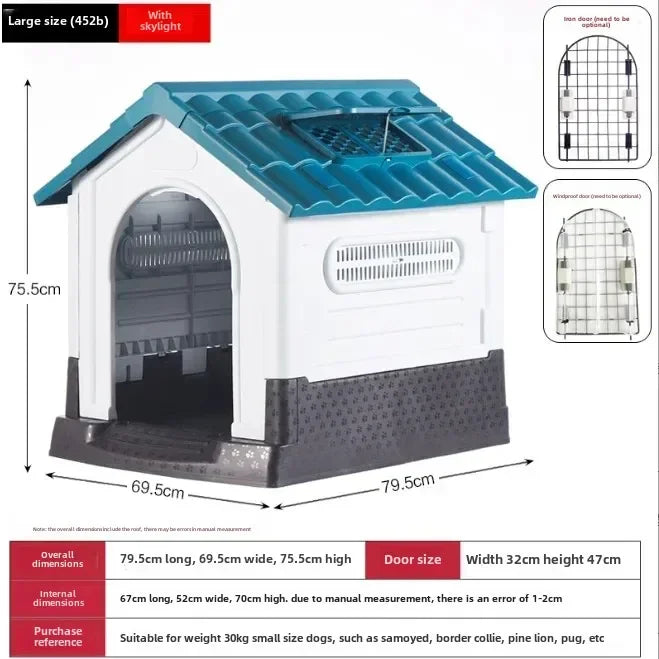 Plastic Kennel Four-season Universal Sunscreen Dog Shed Large, Medium and Small Dogs Outdoor Rainproof Pet Nest with Toilet Dog