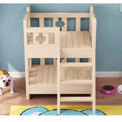 Kennel Solid Wood High and Low Bed Bunk Cat Nest Teddy Nest Dog Cot Cat Bed Dog Supplies Universal in All Seasons