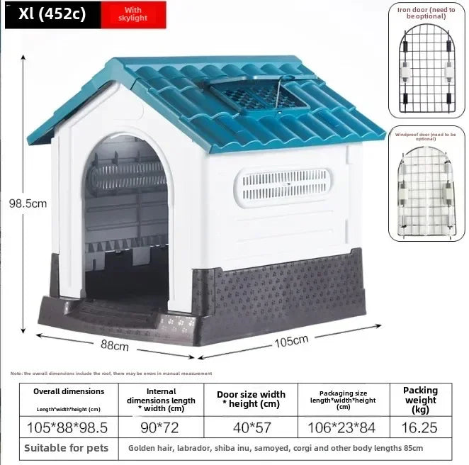 Plastic Kennel Four-season Universal Sunscreen Dog Shed Large, Medium and Small Dogs Outdoor Rainproof Pet Nest with Toilet Dog