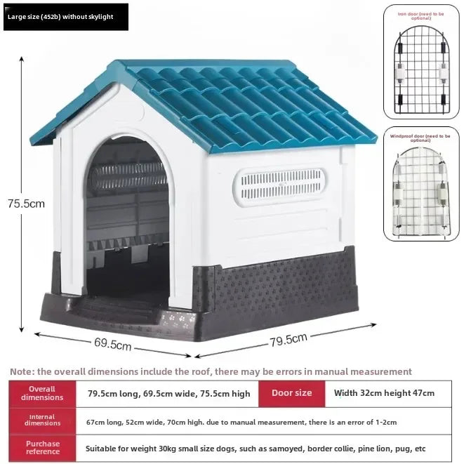 Plastic Kennel Four-season Universal Sunscreen Dog Shed Large, Medium and Small Dogs Outdoor Rainproof Pet Nest with Toilet Dog