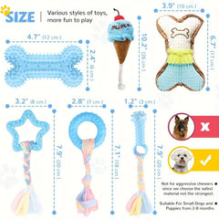 Pack of 6 Puppy Teething Toys Small Dog Chew Toys with Rope Cute Soft Rubber Puppy Toy Set