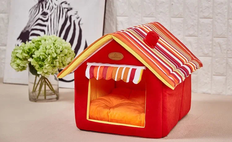 Soft Indoor Pet Dog House Removable Cover Mat Dog House Beds for Small Medium Dogs Cats Puppy Kennel Pet Tent Casa Para